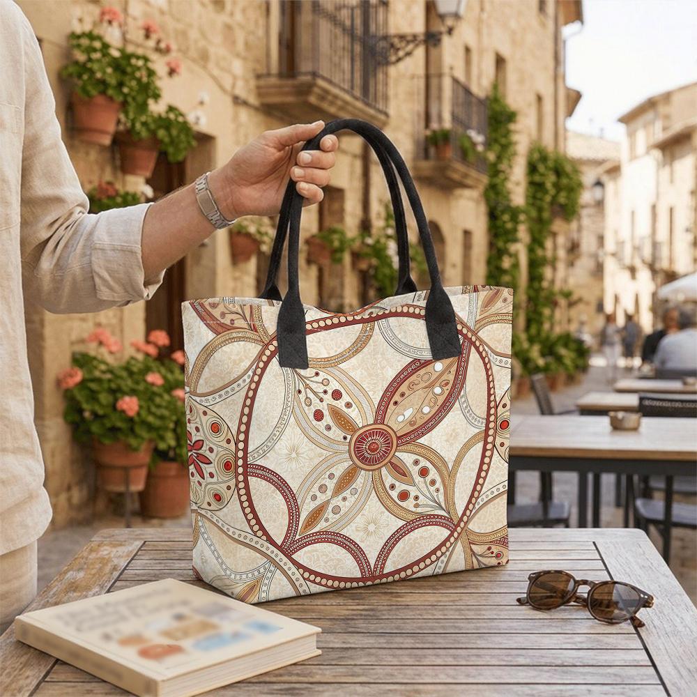 Bohemian Pattern Tote Bag Large Capacity Casual Shoulder Bag for Daily Use