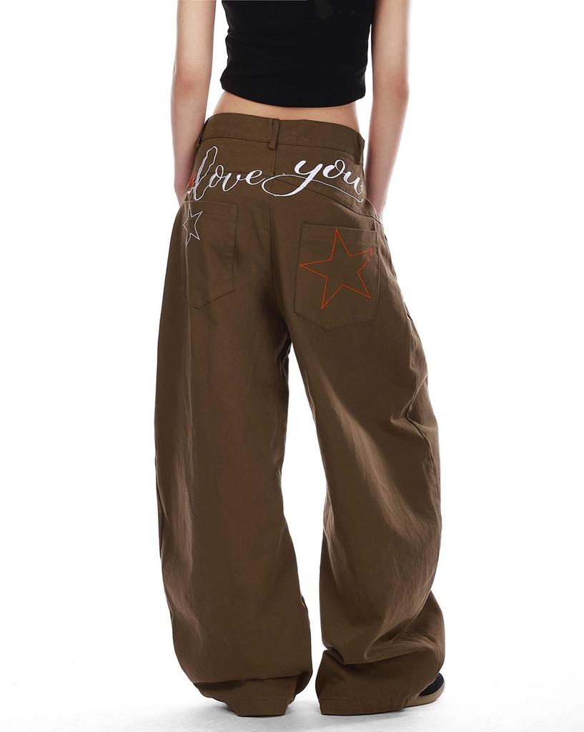 Jeans Unisex a Gamba Larga Ricamati con Stelle Primavera/Autunno 2025