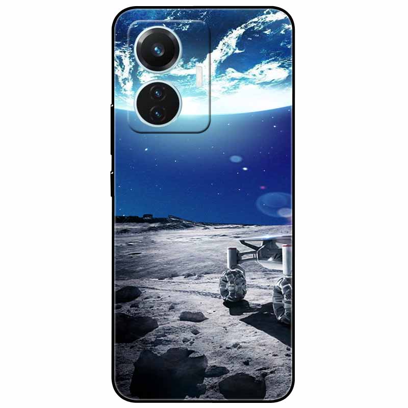 For Vivo T1 4G Case V2153 Covers TPU Black Silicone Starry Moon Cover for Vivo T1 44W Case Shockproof Soft X100 Pro Shells