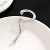 Silver Tone Teardrop Drop Ear Cuff with Chain No Piercing Minimalist Dangle Ear Jewelry for Women