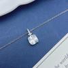 S925 Sterling Silver Square Cubic Zirconia Necklace: Korean Style, Light Luxury, Versatile Women's Fashion
