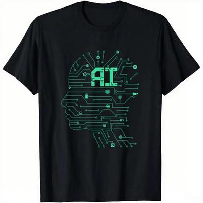 AI Sztuczna Inteligencja Informatyka Technologia Programista Koszulka Bawełniana Unisex Letnie Streetwear Topy Koszulki z Nadrukiem
