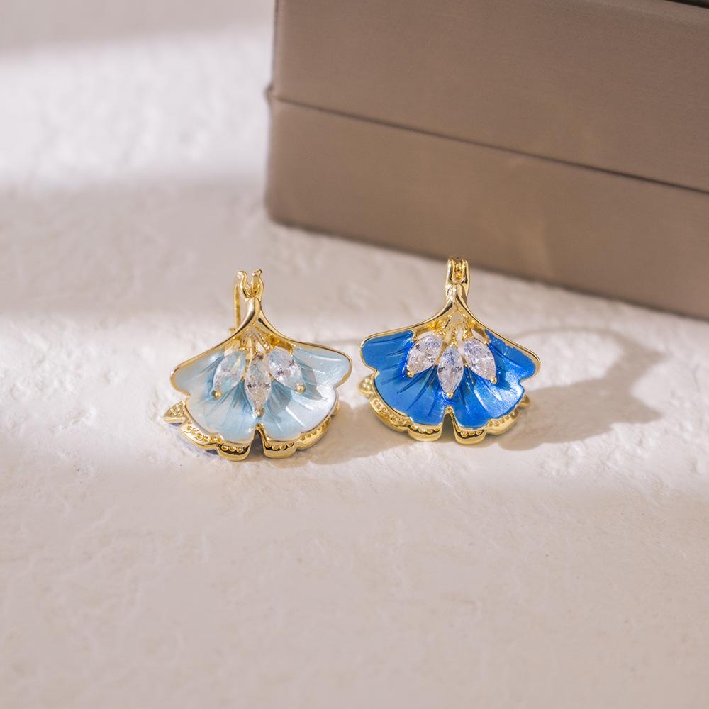 High-Grade Green Floral Pearl Earrings - Silver Needle Lily of the Valley and Tulip Design