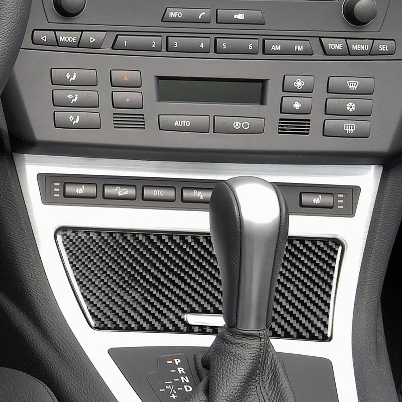 Real Carbon Fiber Car Accessories Gear Shift Storage Trim Cover Soft Sticker For BMW X3 E83 2004 2005 2006 2007 2008 2009 2010