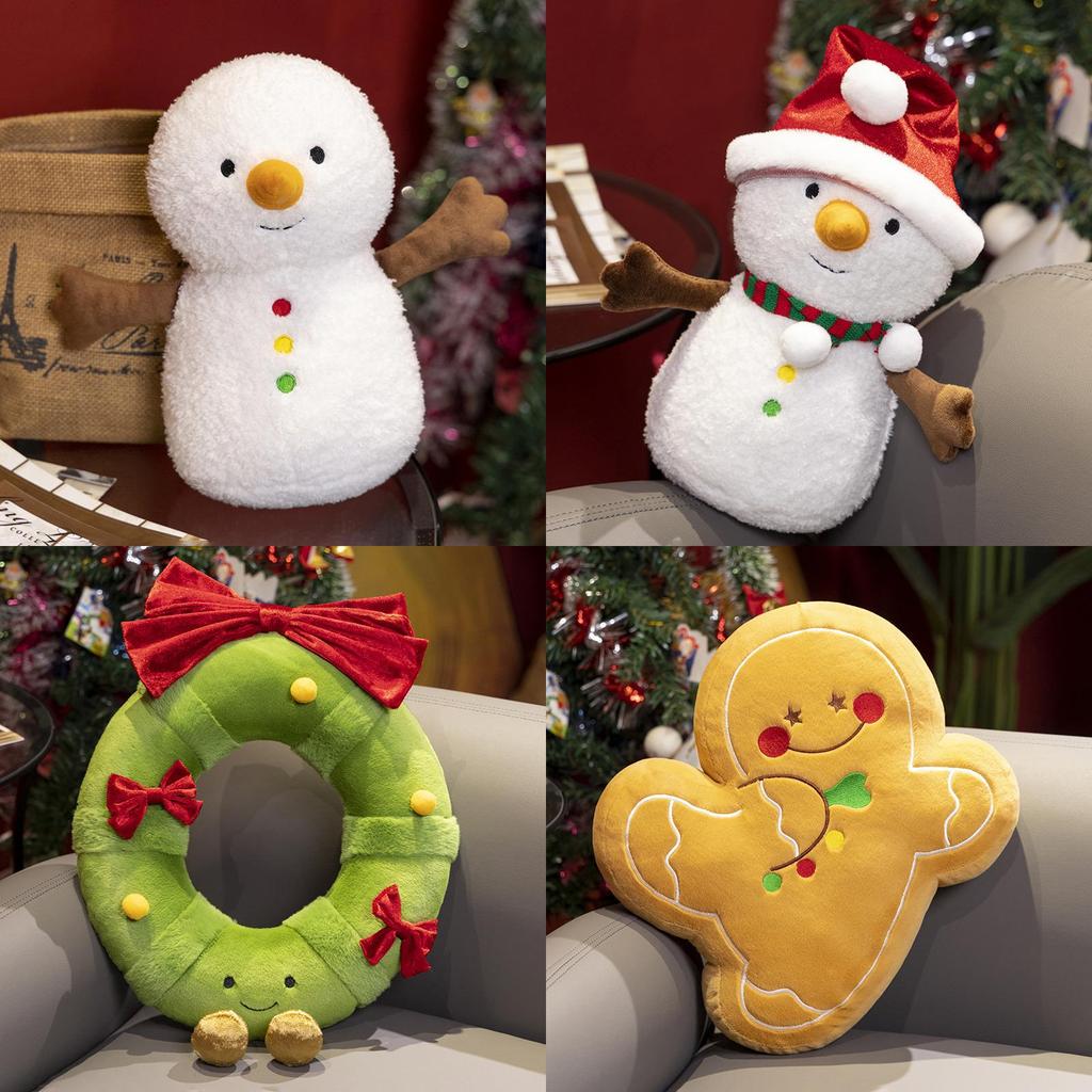 Niedliches und fröhliches Weihnachts-Plüschtier mit Fliege Weihnachtsbaum-Puppe Schneemann-Kissen