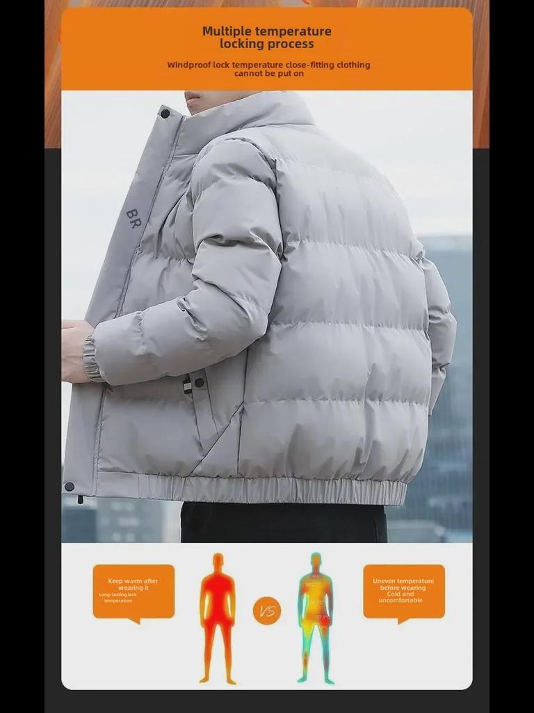 Jaqueta Masculina de Inverno 2022 Espessa Acolchoada de Algodão Estilo Coreano - Moderna, Jaqueta Pão de Corte Solto