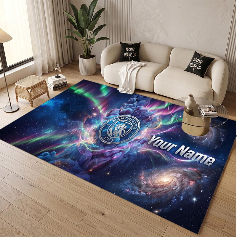 Personalized Crystal Velvet Carpet Manchester City Pattern Non Slip Floor Rug