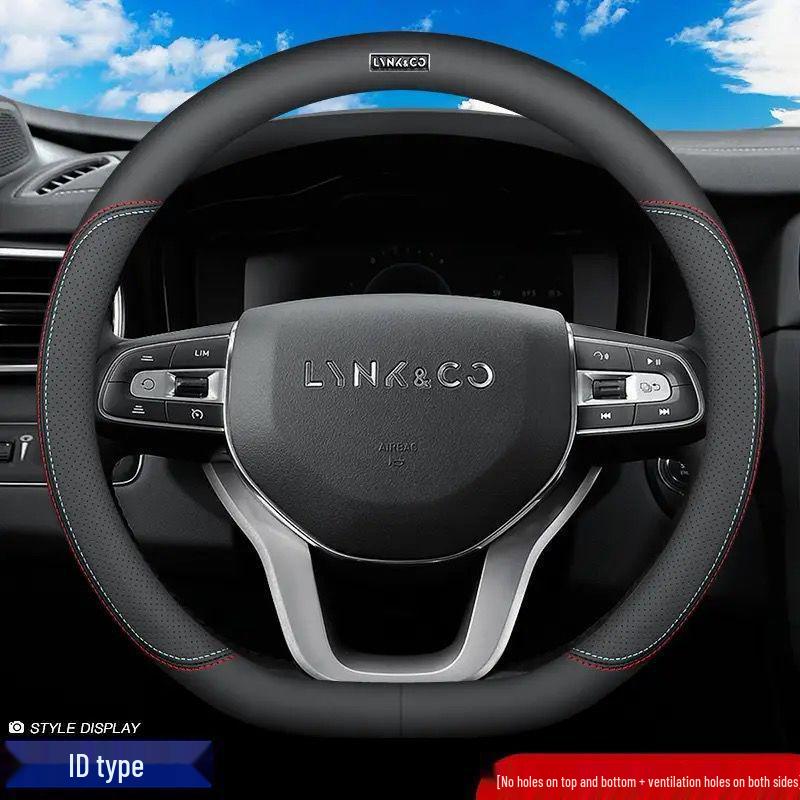 Genuine Leather Ultra-thin Breathable Anti-slip Steering Wheel Cover for All Seasons