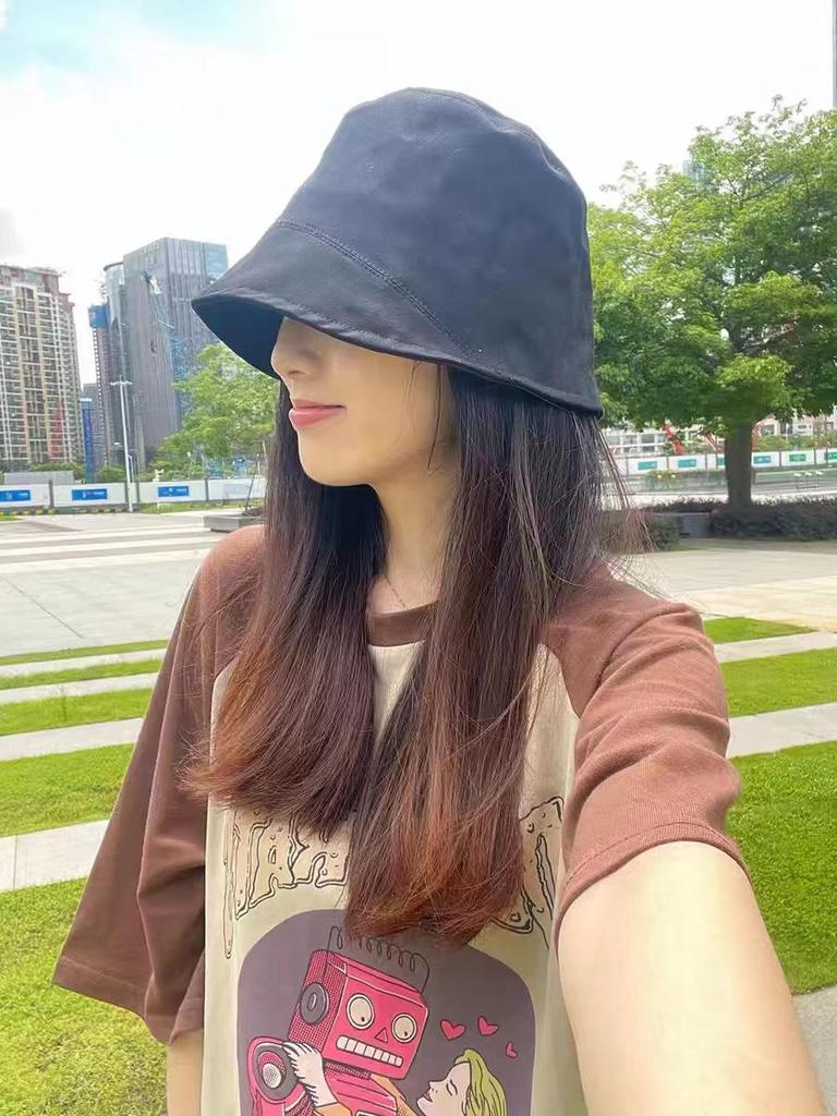 Women's Double-Sided Smiley Face Bucket Hat - Sun Protection, Korean Style, Embroidered, Large Brim