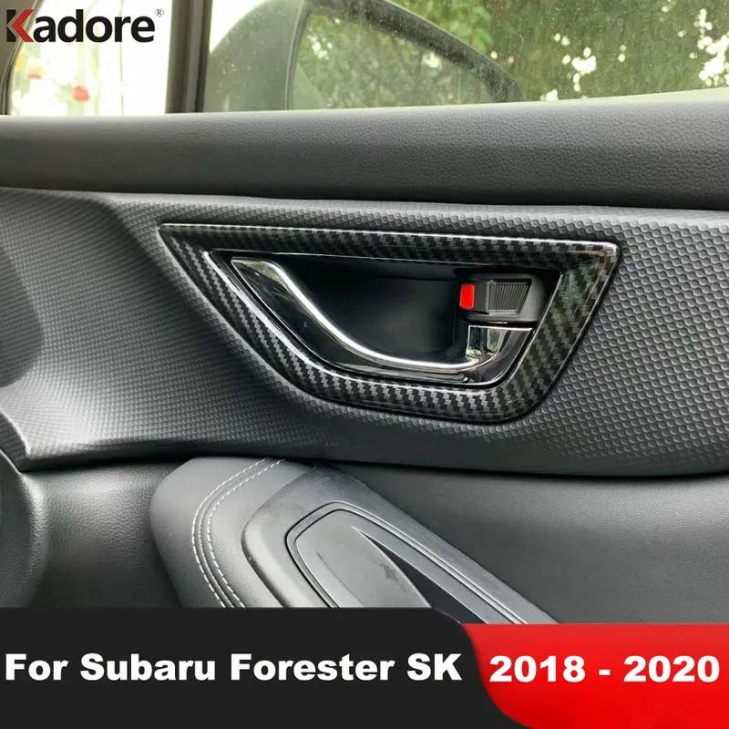 Pro Subaru Forester SK 2018 Uhlíkové vlákno Kryt misky vnitřní kliky dveří auta Lišta Doplňky vnitřních lišt