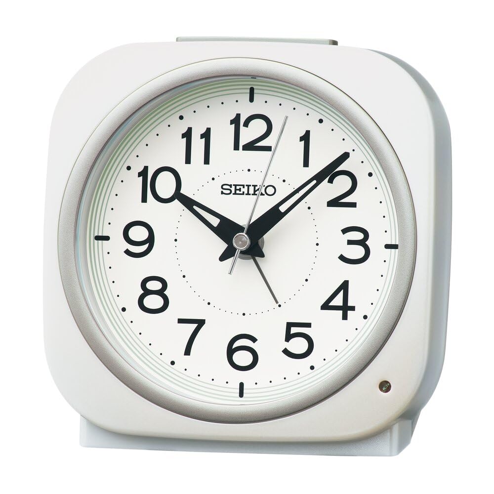 

Seiko Clock Alarm Clock, Table Clock, Automatic Light-Up, Analog, Visible at Night, White Pearl, 115 x 115 x 79mm, KR519W
