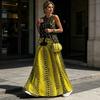 Vestido Maxi de Verano para Mujer, Vestido Largo Estampado sin Mangas de Cuello Redondo, Atuendos Casuales Fluidos para Vacaciones con Bolsillos