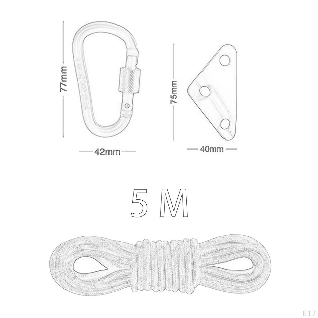 Tent Guyline Rope 5mm with Tensioner for Outdoor Backpacking