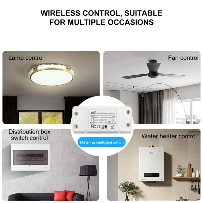 Intelligent Switches Double Mode 2.4G WiFi 433MHz RF Controller Energy Monitoring Voice Controlled for Home Automation