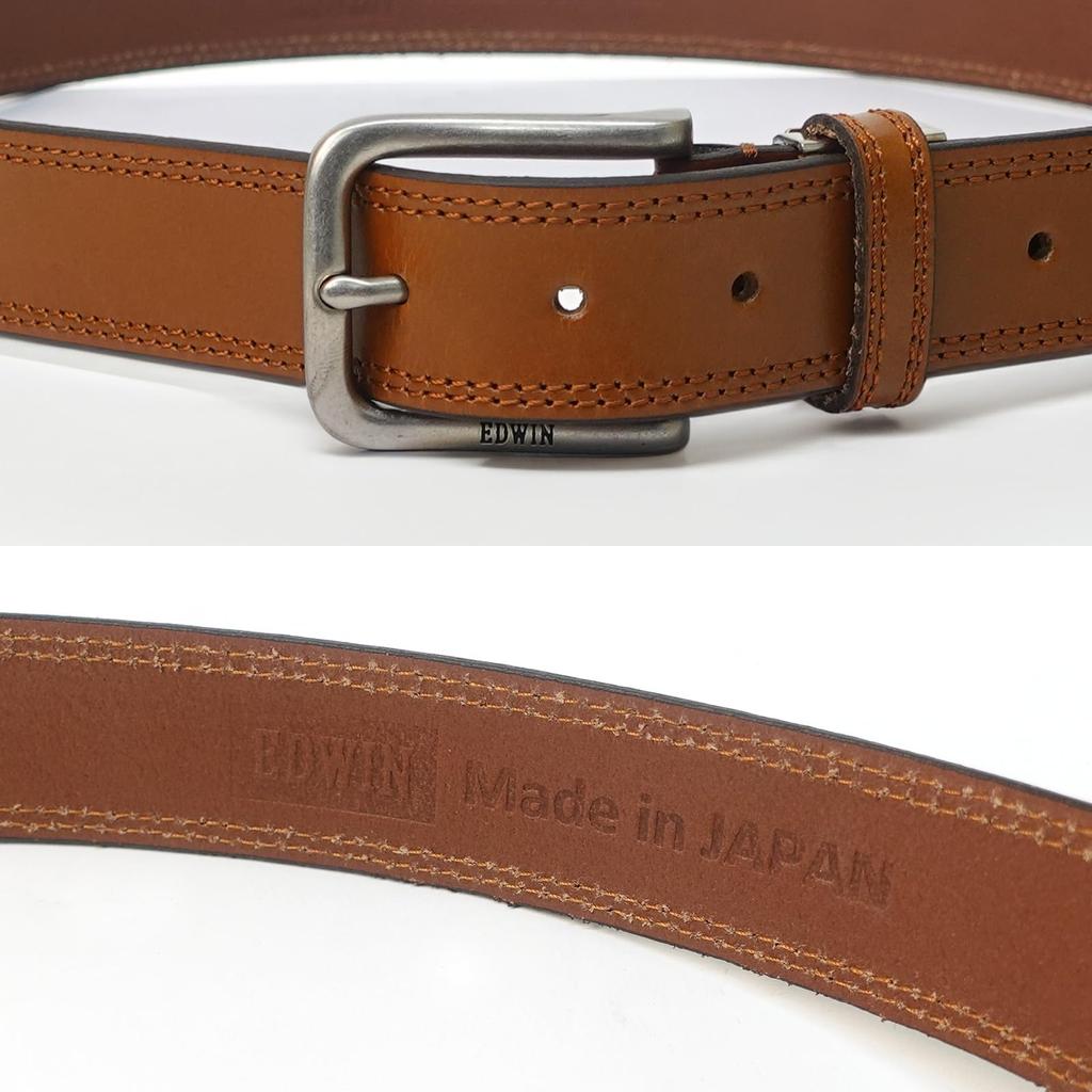 Belt, 35mm Wide, 118cm Long, Made In Japan, Cowhide Leather, Double Stitching, 0111128