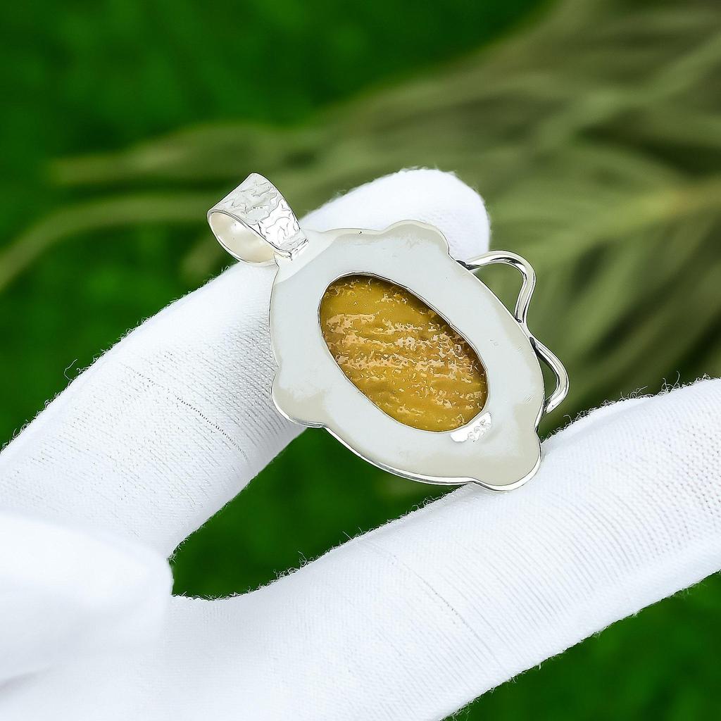 Natural Rainforest Jasper Gemstone Pendant 925 Sterling Silver Jewelry For Women