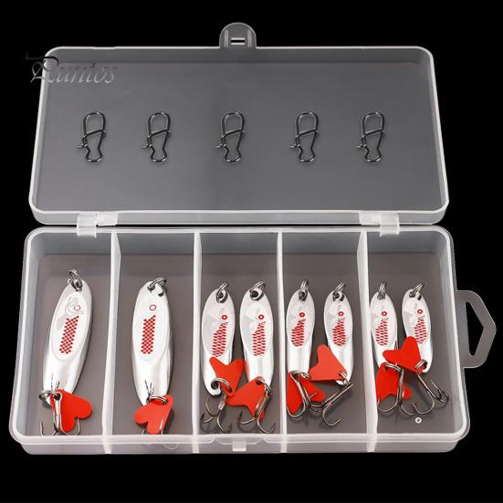 8Pcs 7/10/14/18G Fishing Spoon Lure with Sharp Hook Pike Bass Crappie Walleye Metal Spinner Sequin Jigging Swimbait Saltwater Freshwater Fishing