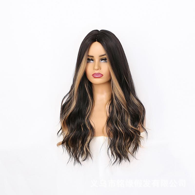 Bybrana Ladies Gradient Color Big Wave Midpoint Synthetic Hair Daily Wear