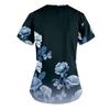 Women's Fashion Printed Work Uniform With Pocket T-Shirt Short Sleeve Top