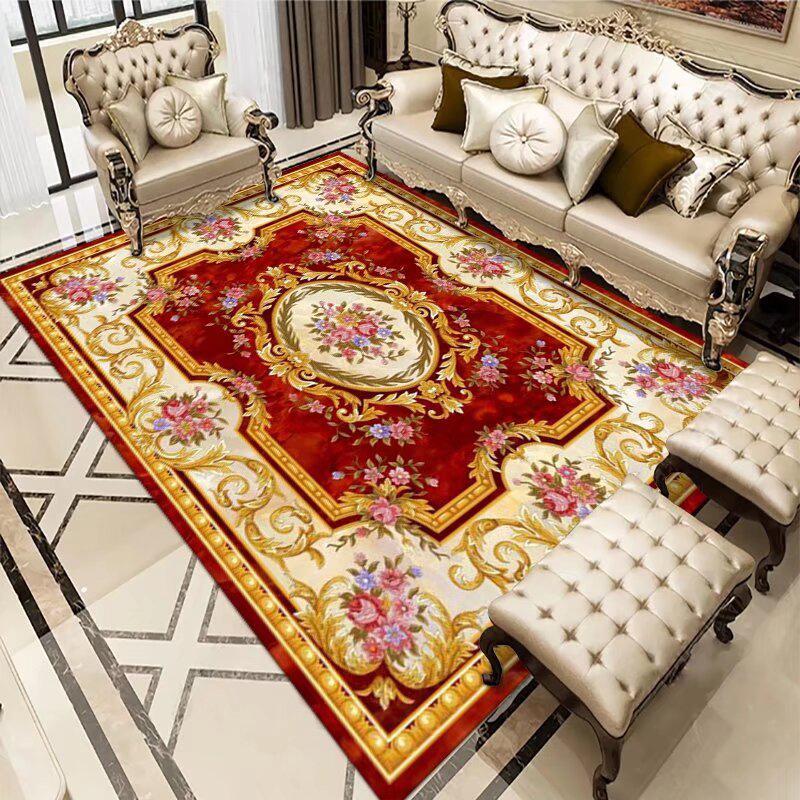 European Luxury Frame Carpet Living Room Decoration Home Rugs Comfortable Non Slip Bedroom Large Rug Washable Coffee Table Mat