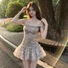 Elegant Floral One Shoulder Dress With Polyester Fabric For Summer Womens Casual Wear