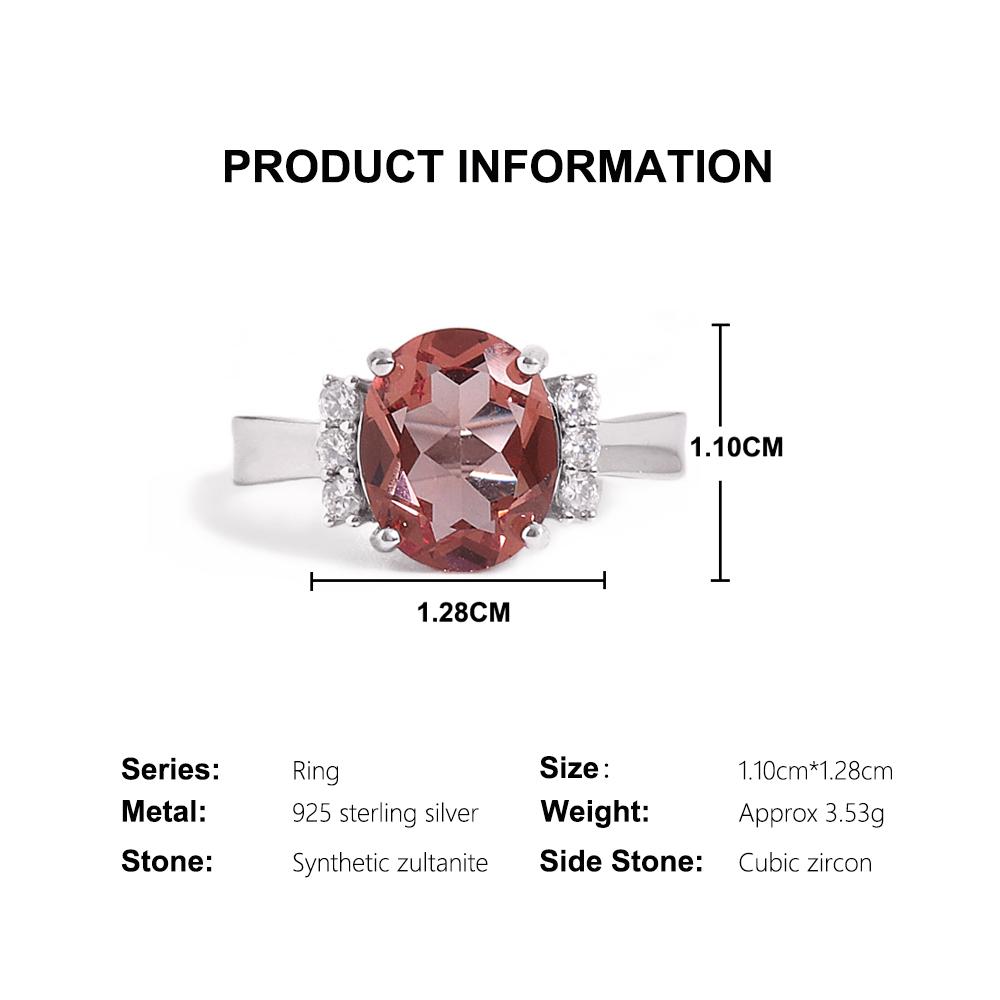 Simple design 925 Sterling silver ring synthetic color change zultanite oval 9*11 elegant fashion birthday gift for women