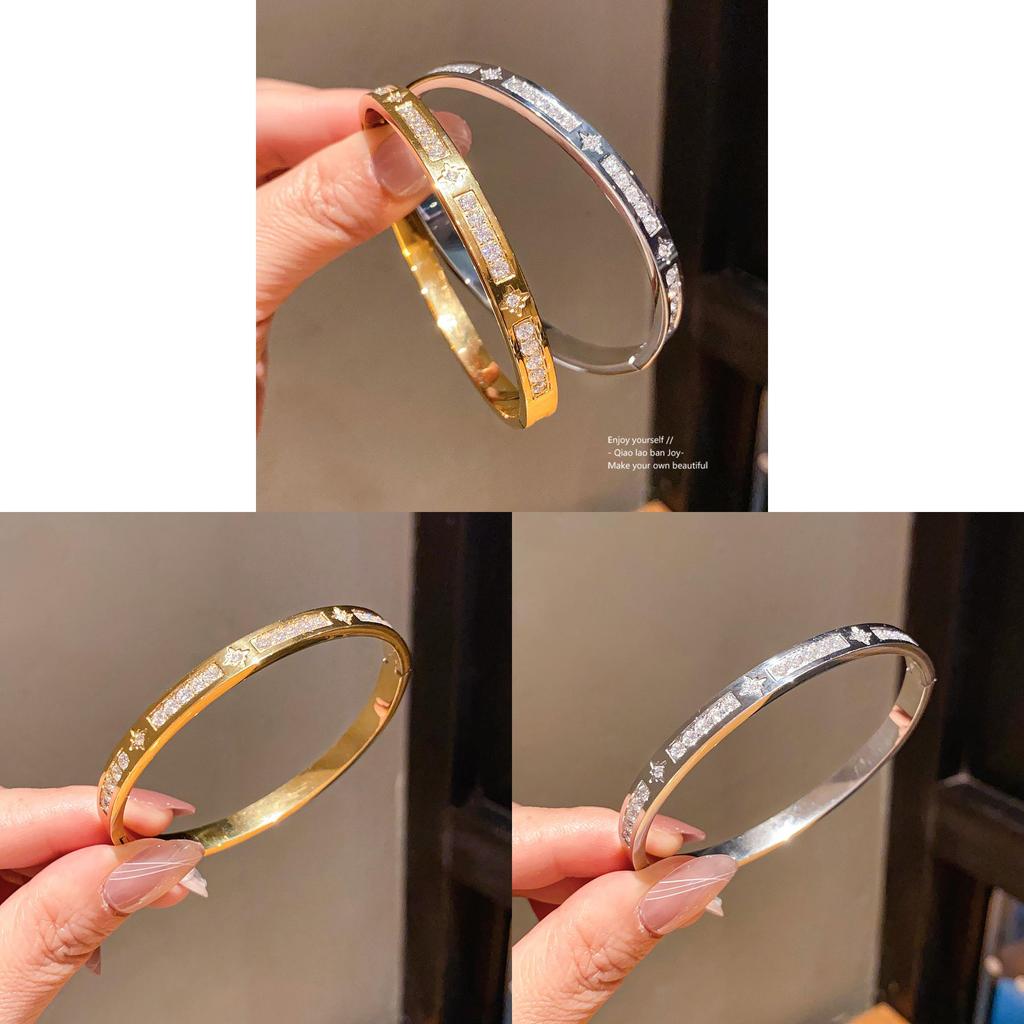 Edelstahl Zirkon Stern Armreif Mit Elegantem Design Für Modische Frauen