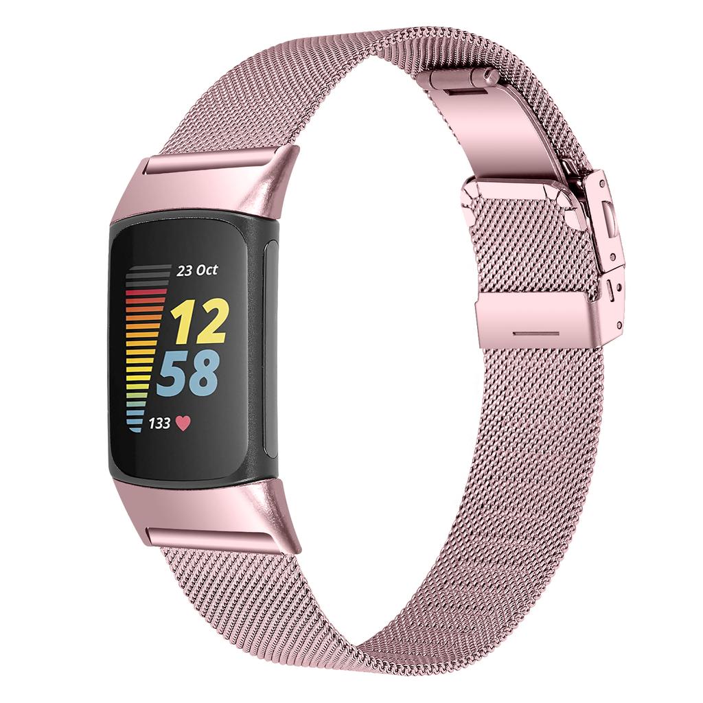 Milanese-Band für Fitbit Charge 5/6, Edelstahl-Smartwatch-Armband