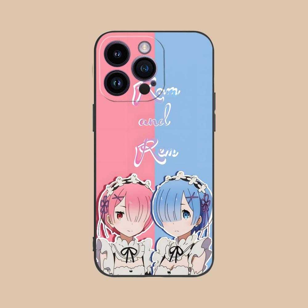 ReZero Rem Ram Matte TPU Mobile Phone Case for iPhone 17 16 15 14 13 12 11 X XR XS 8 7 Air Pro Max Plus Mini Colorful Cover