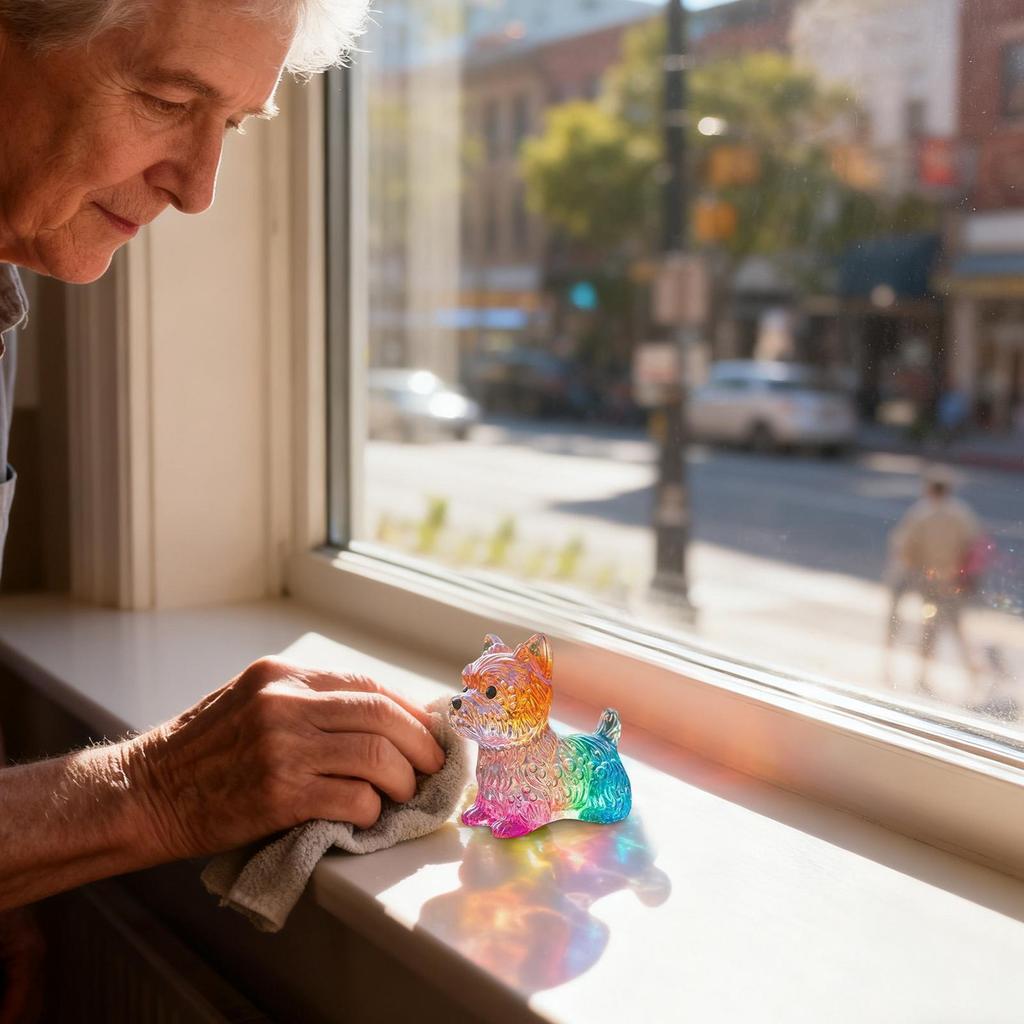 Dog Figurine Cute Rainbow Modern Art Ornament Small Dog Decor For Home For Indoor Outdoor Table Desk Garden Bedroom Office Yard