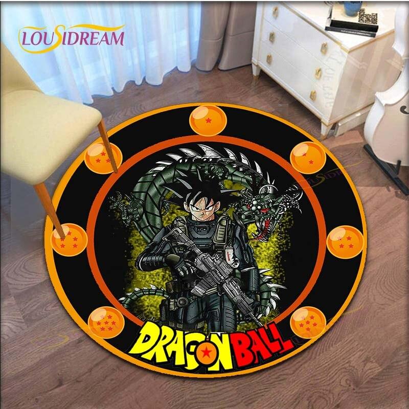 GOKU Carpet Cartoon Dragon Ball Non-slip Floormat Area Rug Round Play Mat for Playroom Kidsroom  Rugs for Bedroom