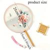 2Each Side of the Embroidered Peony Round Fan Features..8.27inch Tulle Fan Surface and5.9Inch Natural Wood Handle Offers a Smooth and Comfortable