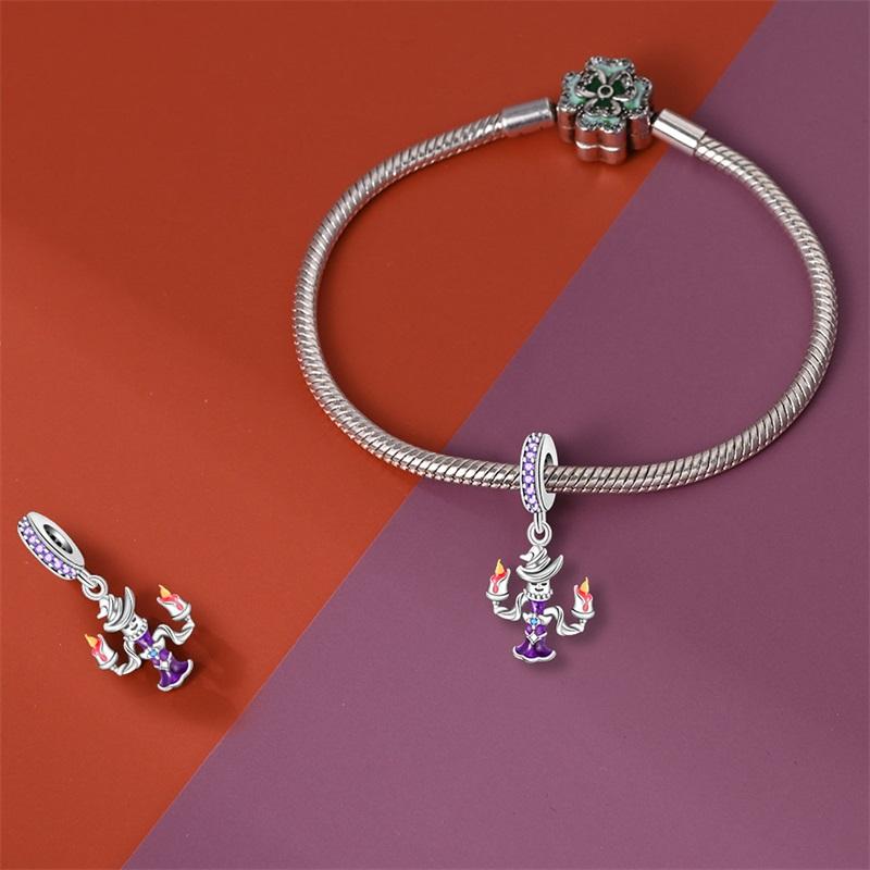 Halloween Party Copper Midnight Candle Holder Pendant Bead Fit Charms Diy Bracelet For Jewelry Making Women Gift