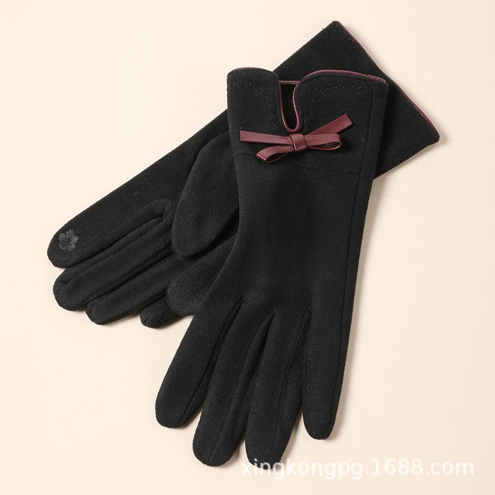 Warm Gloves Women'S German Plush Mouth Windproof And Cold-Proof Plush Outdoor Riding Driving Touch Screen Autumn And Winter Gloves