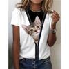 Summer Women's Top Lovely Cat 3d Print Tshirt Women Fashion T-shirt Crew Neck Short Sleeve T Shirt Animal Tops Tees Y2k Clothing