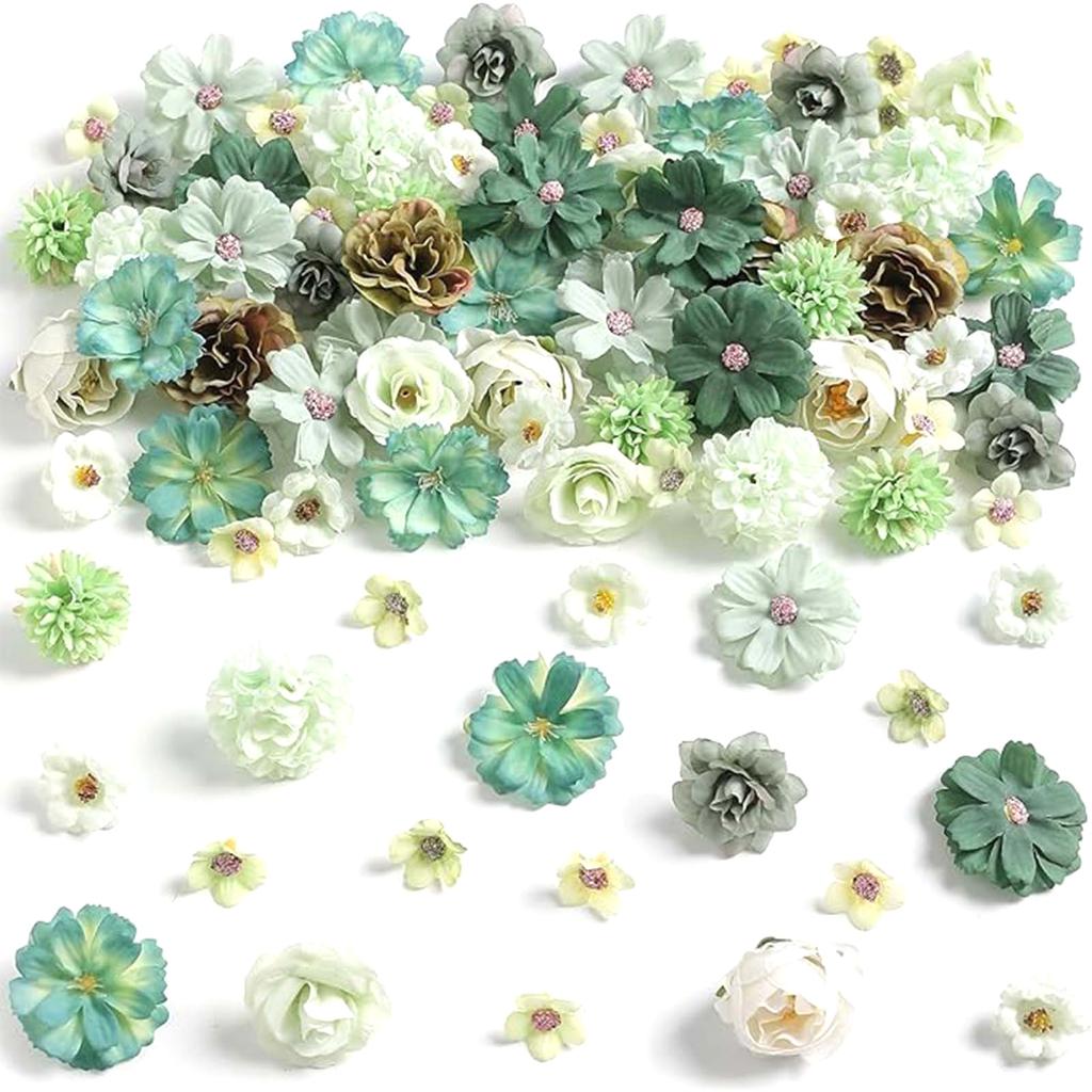 80Pcs Artificial Flower Heads 25-43mm for Craft Wedding Bouquets Flower Arrangements Cake Decoration Hair Accessories