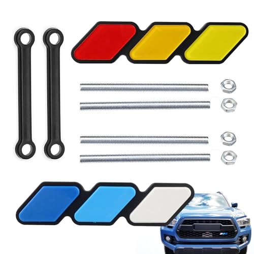 

Значок решетки TVETE Три цвета Решетка Решетка автомобиля Передняя решетка [2 штуки] 3D Декоративная наклейка Украшение передней решетки автомобиля с фиксирующим листом Украшение автомобиля