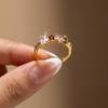Minimalist Geometric Multicolor Cubic Zirconia Copper Ring for Women Modern Rainbow Stackable Statement Finger Jewelry