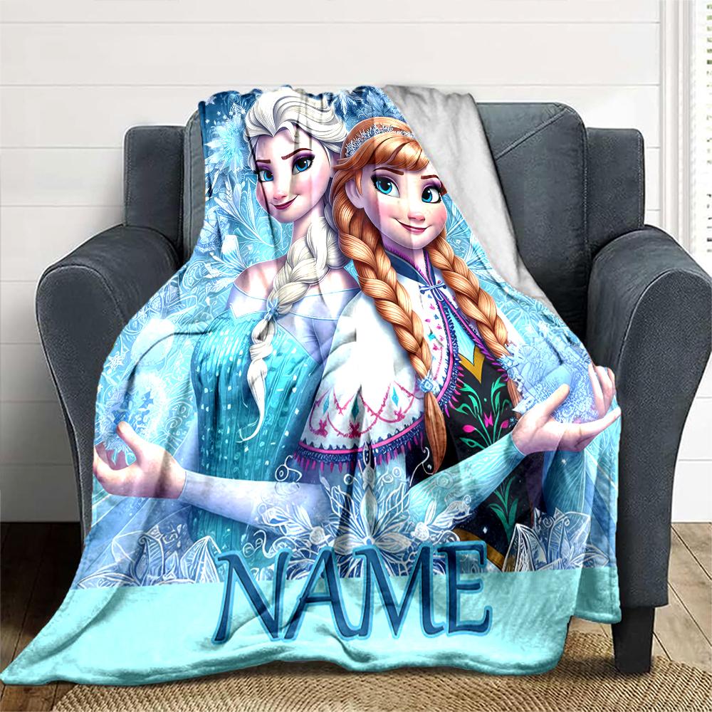 Customiz Name Personality Elsa Frozen Blanket Soft &Warm Sofa Office Bed Travel Lunch Break Blanket, Gift Suitable All Seasons