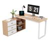 Simple Desk, Office Desk, Three Drawers, Two Open Storage Compartments, Solid Steel Tube, Wide and Thick Tabletop, Stable Load Capacity, Natural