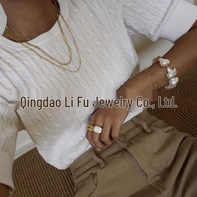 Trendy Minimalist European-American White Mother-of-Pearl Index Finger Ring for Women