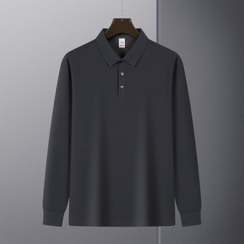 Collar Long Sleeved Polo Shirt for Men, Long Sleeved T-shirt for Middle-aged and Young People, Business Casual Long Sleeved Base Shirt, Polo Shirt