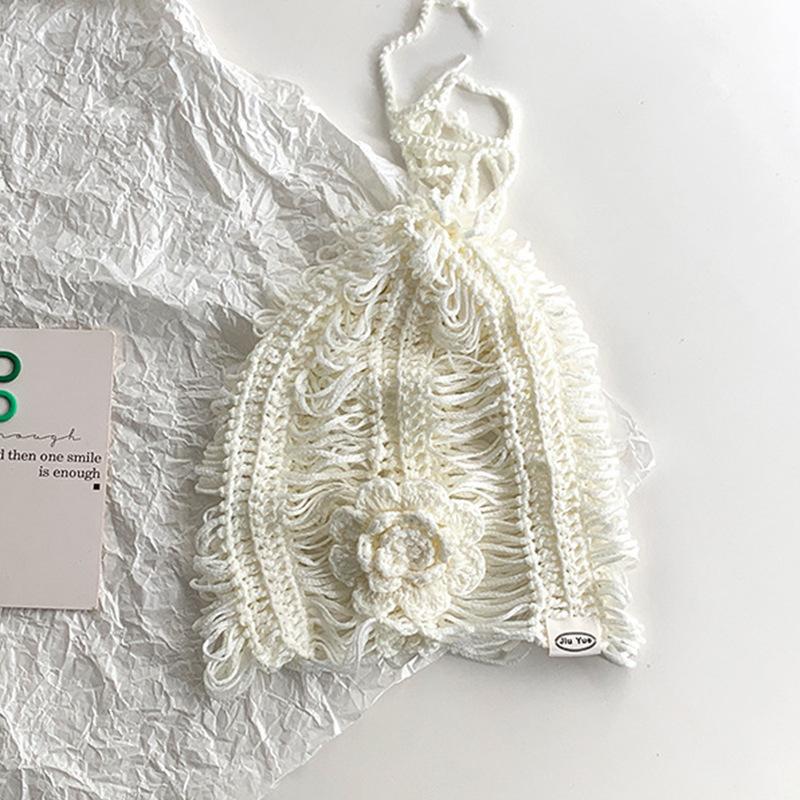 Spring and Summer New Korean Retro Elegant Thin Stacked Hat Three Dimensional Flower Hollow Knitted Hat Women's Niche Face Small