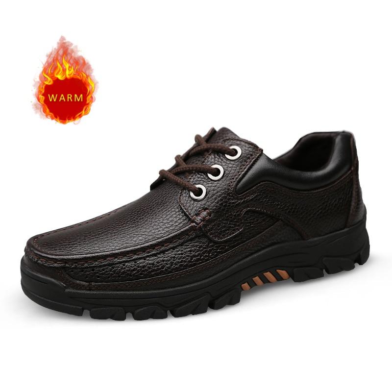 Fashion High Quality New Thick Soled Wear-resistant Men's Leather Casual Shoes Lace Up Oxford Shoes for Men's Outdoor Hiking Shoes