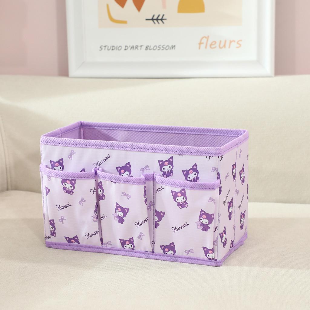 Cartoon Kuromi Melody Print Design Fabric Foldable Storage Box With Removable Lid For Living Room And Desk Organization