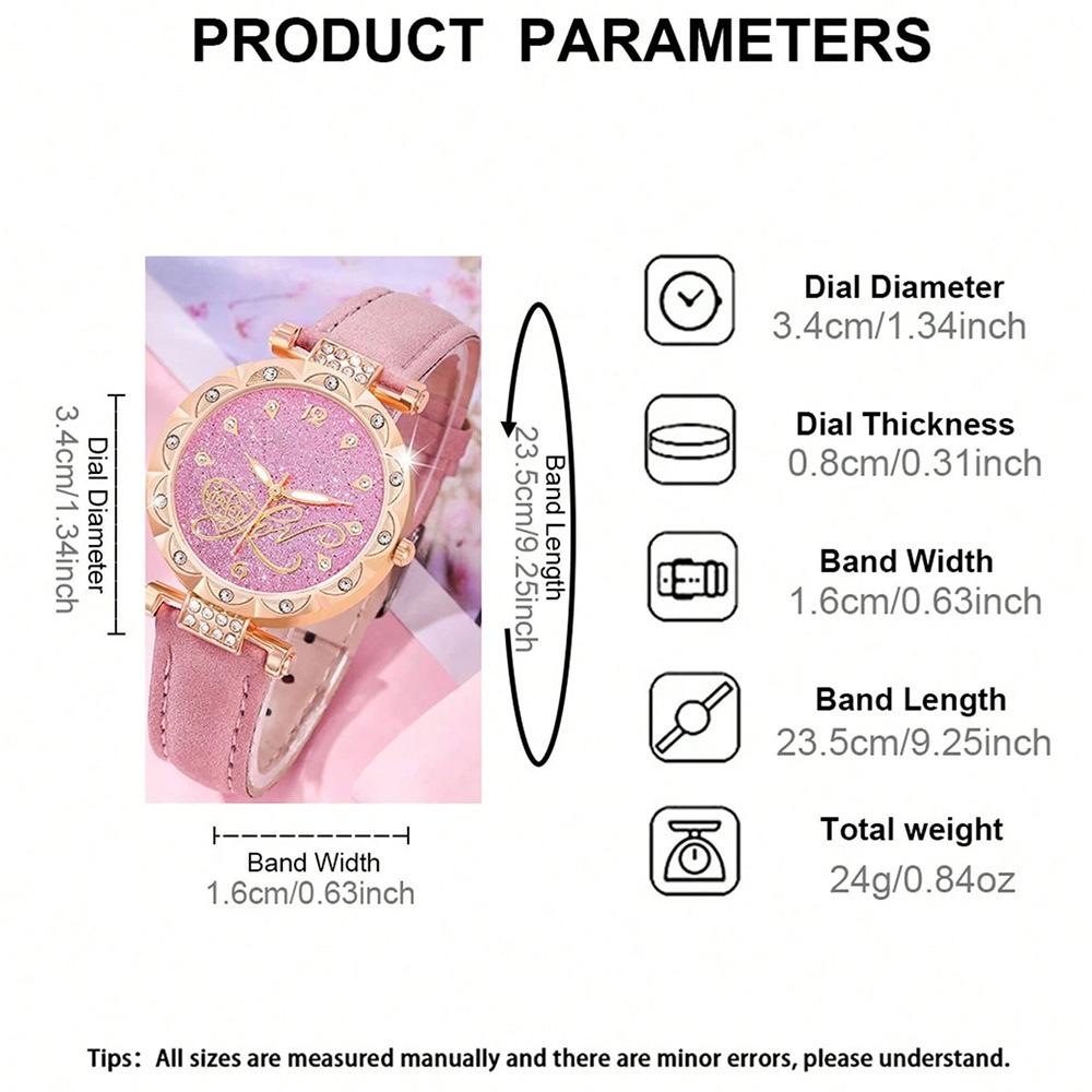 Diamond Dial Watch Ladies Light Luxury Niche Quartz Watch Bracelet Set PU Leather Strap Watch