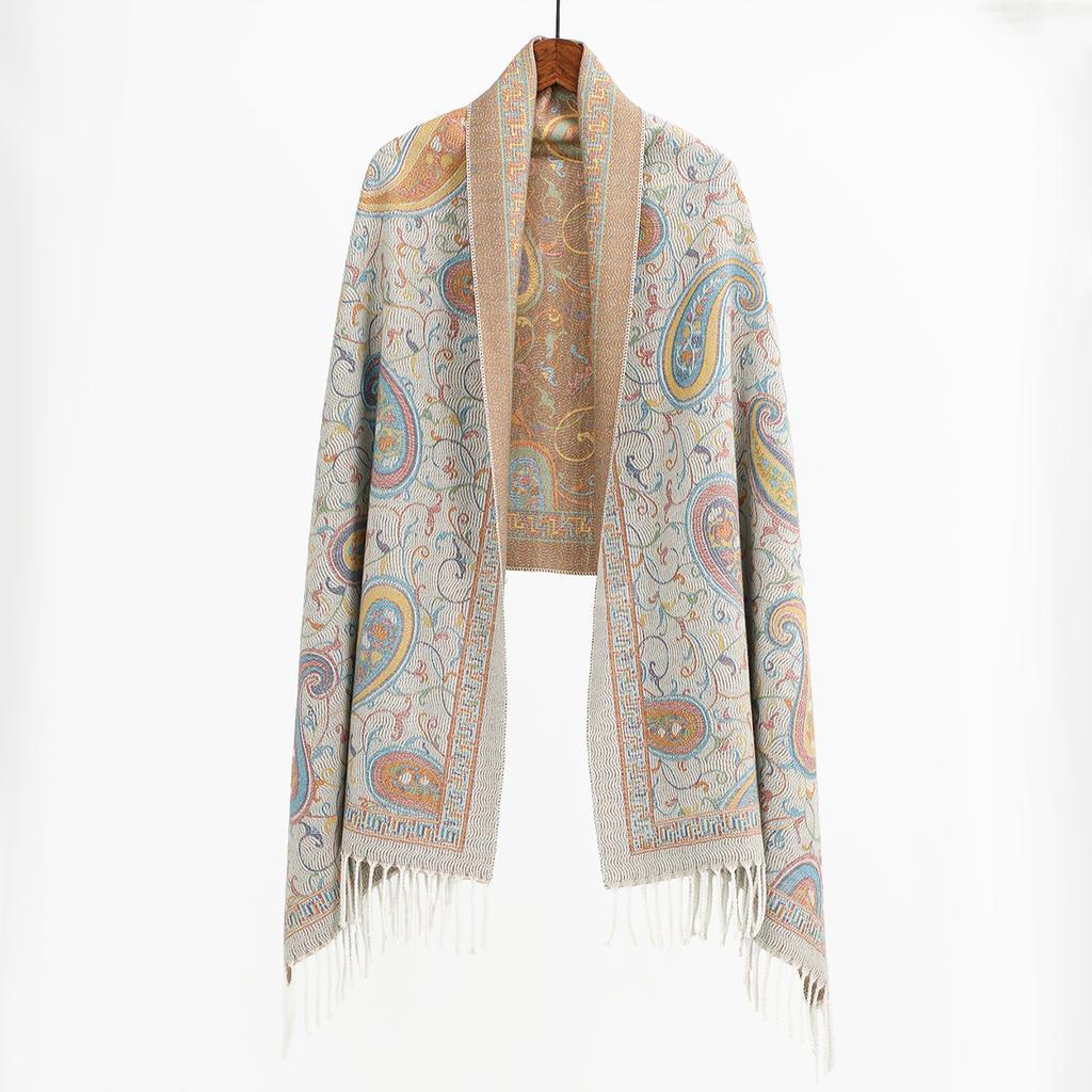 Luxury Winter Warm Thick Women Scarf Jacquard Paisley Hijab Foulard Cashmere Tassel Shawl Wraps Pashmina Muslim Blanket
