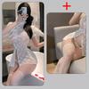 Sexy lingerie dress Tight fitting gathering perspective pattern deep V cheongsam short hip hugging skirt Evening dresses xxx sex