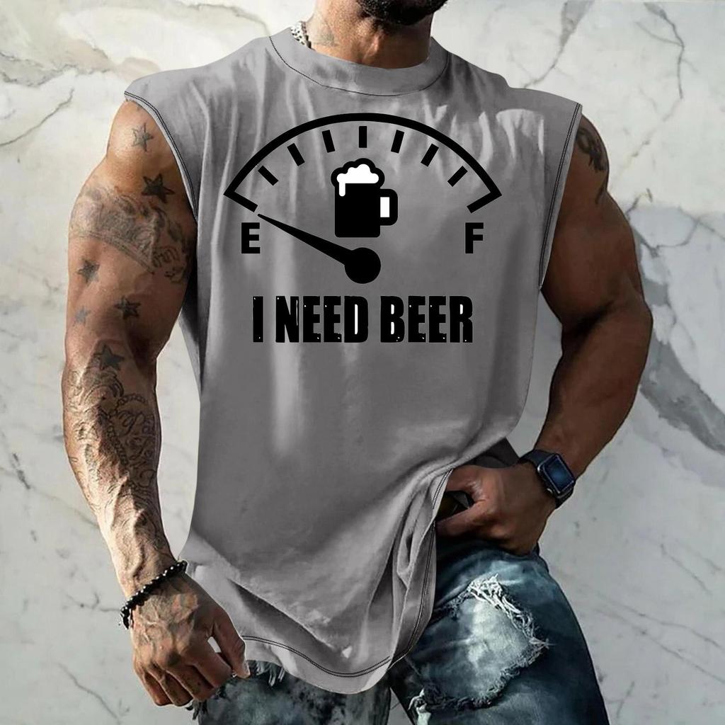 Men's Loose Fit Sleeveless Tank Top Casual Streetwear Printed Muscle Shirt Summer Outdoor Sportswear