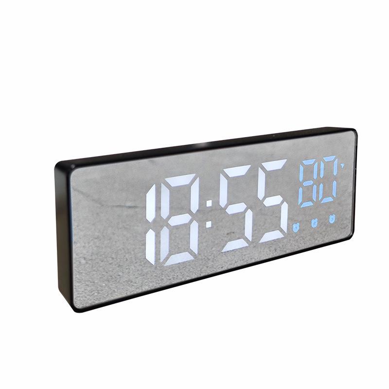 Silent LED Mirror Clock with Three Alarms - Ideal for Students & Kids' Bedside Desk